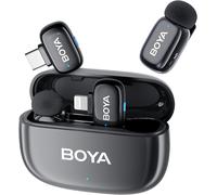 Mini Microphone Sans Fil, Double Mini-Microphone Lavalier Pour Iphone Android Pc Laptop Avec Usb-C/Lightning, 100M, 36H Power Pour L'Enregistrement Vidéo, Podcast Streaming