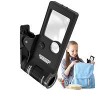 Mini Microscope - 7x6x11cm LED Magnifier | High Definition Mini Pocket Microscope with LED Light, Scientific Experiment Kit for School, Nature and Discovery