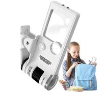 Mini Microscope - 7x6x11cm LED Magnifier | High Definition Mini Pocket Microscope with LED Light, Scientific Experiment Kit for School, Nature and Discovery