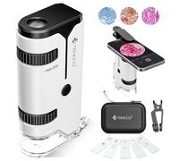 Mini Microscope de Poche 100x-250x pour Enfants Adultes, Microscope Portatif Main, Miniscope Portable pour Enfants Adultes, Scientifique Education, Blanc