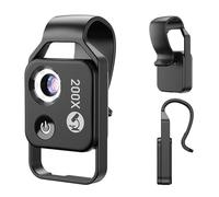 Mini Microscope de Poche Portable avec Lumière LED et Clip Universel - Fixation Appareil Photo Numérique pour Smartphones - Idéal pour Enfants et Adultes, Revêtement Multicouche pour Améliorer la