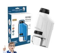 Mini Microscope for Kids-Microscope with LED Light 60x-120x, Mini Pocket Handheld for Kids Educational Science Kits (White)