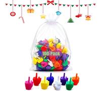 Mini Middle Fingers 50/100 Pack, Colorful Novelty Gag Gift (100pcs) | Christmas White Elephant Stocking Stuffers Party Favors for Adult, Office Prank Desk Decor