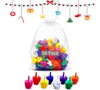 Mini Middle Fingers 50/100 Pack, Colorful Novelty Gag Gift (50pcs) | Christmas White Elephant Stocking Stuffers Party Favors for Adult, Office Prank Desk Decor