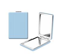 Mini Miroir De Maquillage En Pu,Portable,Mignon,Grossissant,Pliable,Double Poche,Petit,Voyage,Beauté,Outil Cosmétique.Blue
