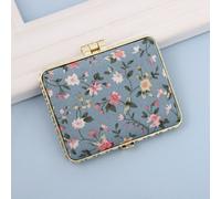 Mini Miroir De Maquillage Floral Vintage,Pliable,4 Saillies,Compact,Poche,Main,Portable,Couverture De Gril,Poche Cosmétique - Type Square-Blue
