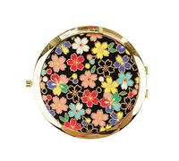 Mini miroir de poche compact de forme circulaire, miroir de voyage de miroir de maquillage vintage, miroir de maquillage portatif rond à double face, miroir compact de voyage à motif floral, 1 pièce (