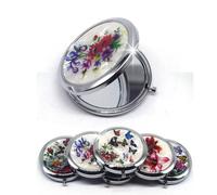 Mini Miroir De Poche Compact De Maquillage,Fleur,Papillon,Métal De Bambou,Portable,Pliable Sur Deux Côtés,Miroir Cosmétique Vintage.Random Style.