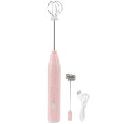 Mini Mixeur Plongeant électrique, Batteur à Oeufs électrique sans Fil avec Rechargeable par USB et 2 Têtes de Batteur à Oeufs(Rose)