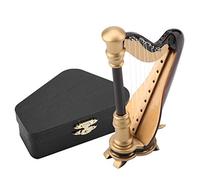Mini modèle de harpe, harpe en bois faite à la main, réplique d'instrument de musique, modèle de harpe miniature, instrument de musique de maison de poupée avec boîte de rangement