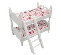 Mini modèle de lit superposé, Joli lit superposé à Motif de Fraise pour Maison poupée, Meubles Miniatures et Accessoires décoration