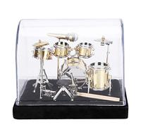 Mini modèle de tambour, ensemble de tambour d'instrument de musique miniature, ornements d'instruments pour la maison avec boîte d'affichage pour les décorations de bureau