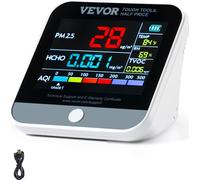 Mini moniteur de qualité de l'air 8-IN-1, compteur de particules professionnel PM2.5 PM10 PM1.0, formaldéhyde, température, humidité, TVOC Testeur AQI pour intérieur/extérieur, appareil de mesure de l