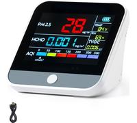 Mini moniteur de qualité de l'air 8-IN-1, compteur professionnel de particules PM2.5, PM10, PM1.0 - formaldéhyde, température, humidité, TVOC Testeur AQI pour intérieur/extérieur - appareil de mesure