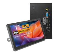 Mini Moniteur HDMI 7" Portable VGA avec AV BNC 1024 × 600 écran LCD avec Haut-parleurs intégrés, Petit écran IPS Multifonction pour Raspberry Pi PC/TV/DVD/CVBS