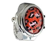 Mini montre rétro en pierres précieuses - Montre à bague numérique, montre à anneaux à imprimé léopard, anneaux ouverts légers pour femme, fournitures de mode pour anniversaire, Saint-Valentin, Rouge