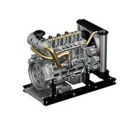Mini moteur à quatre cylindres en ligne 1/10 OHV, modèle de moteur en métal à faire soi-même avec système de refroidissement, cadeaux éducatifs (version améliorée/300 + pièces)