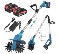 Mini motobineuse sans fil 21 V avec batterie 2,6 Ah et chargeur, motoculteur avec largeur de travail de 20 cm, profondeur de travail de 16 cm pour petit parterre et jardin