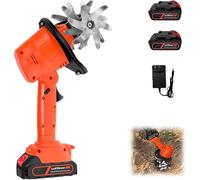 Mini motoculteur électrique sans fil, 21 V avec 4 rangées de dents, comprend 2 batteries de 1,5 Ah et un chargeur, ultra léger 1,5 kg, largeur de travail de 10,2 cm pour un jardinage facile