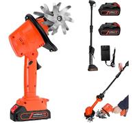 Mini motoculteur électrique sans fil, 21 V avec 4 rangées de dents, comprend 2 batteries de 1,5 Ah et un chargeur, ultra léger 1,5 kg, largeur de travail de 10,2 cm pour un jardinage facile