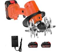 Mini motoculteur électrique sans fil 24 V, 235 tr/min, 4 rangées de dents, comprend 2 batteries 1,5 Ah et chargeur, design ultra léger pour un jardinage sans effort