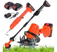 Mini motoculteur électrique sans fil avec perche télescopique, comprend 2 piles, largeur de travail de 10,2 cm pour outils de jardin