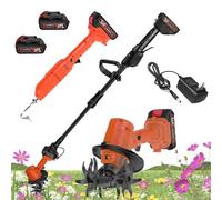 Mini motoculteur sans fil 21 V, motobineuse électrique 235 tr/min, 4 rangées de dents, mini-houe à creuser portative et micro-motoculteur désherbeur