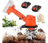 Mini Motoculteur sans Fil Rotavator De Jardin électrique 235rpm avec 1/2 * 21v Batterie 4 Rangées De Dents Largeur De Travail 10cm Profondeur De Travail 10cm pour Jardin Champ De Légume Two Batteries