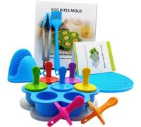 Mini moule à bâtonnets glacés en silicone, moule à 7 bâtonnets glacés DIY avec bâtonnets colorés en plastique, machine à faire des bâtonnets glacés pour bouchées aux œufs（Bleu）