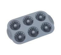 Mini moule à gâteau en forme de coquillage - Moule tubulaire en silicone à 6 cavités - Moule à cuisson rétro en coquillage | Poignée isolante thermique avec bouton rond pour gâteaux, biscuits