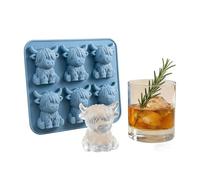 Mini moule à glaçons en forme de vache des Highlands, bac à glaçons 3D amusant en silicone, moules en silicone en forme d'animal mignon for whisky, cocktails, bière et boissons(6-Pack - Classic Face)