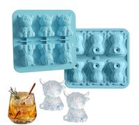 Mini moule à glaçons en forme de vache des Highlands, plateaux à glaçons 3D mignons en silicone pour whisky, cocktails, bière, café et boissons, moule à dessert animal réutilisable