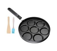 Mini moule à œufs anti-adhésif 7 tasses avec spatule brosse | Poêle à œufs pour le camping, cuisinier, omelette, crêpes, petit déjeuner, cuisine à la maison