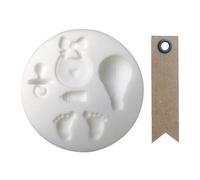 Mini Moule Silicone Pour Pâte Fimo Naissance + 20 Étiquettes Kraft Fanion