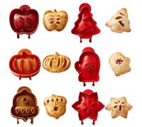 Mini moules à gâteau avec 6 designs - Arbre de Noël, mitaines, étoiles, fruits, châtaignes - Moule à biscuits pour l'automne, Halloween et Noël