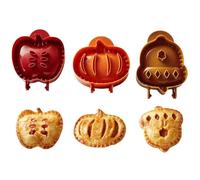 Mini moules à gâteau avec 6 designs - Arbre de Noël, mitaines, étoiles, fruits, châtaignes - Moule à biscuits pour l'automne, Halloween et Noël