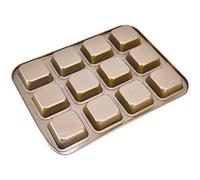 Mini Moules à Pain Antiadhésifs en Acier au Carbone, Moule à Brownie pour la Cuisson du Pain, Cadeaux pour Amis Boulangers (Plat de cuisson carré doré extra épais de 12)