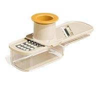 Mini moulin à ail, 3 en 1 multifonctionnel trancheuse d'ail et déchiqueteuse de légumes avec récipient et protège-mains, lames en acier inoxydable, outil de cuisine facile à nettoyer (blanc)