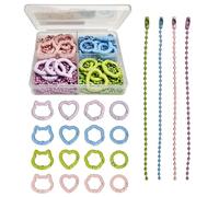 Mini Mousqueton Coloré, Mousquetons Ronds, Mini Coeur Fermoirs à Clés contient 80 chaînes colorées pour Porte-clés Artisanat DIY, bandoulière, pour Portefeuilles, Sacs à Main