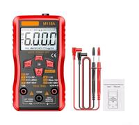 Mini multimètre numérique M118A 6000 comptes avec portée automatique, détection NCV, écran LCD rétroéclairé et fusible intégré pour des tests électriques en toute sécurité