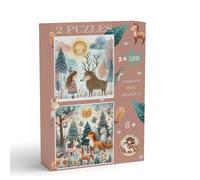 -Mini mundos Lot de 2 puzzles de 100 pièces chacun. Ces puzzles pour filles et garçons de 6-7-8 ans sont parfaits pour vos petits. Design bohème unique. Taille moyenne 40 x 40 cm.