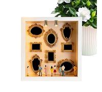 Mini Museum Frame, Boîte à Souvenirs en Bois Petite, Musée en Miniature avec Figurines, Décoration Maison Bricolage Adultes Cadre Mur Bibliothèque Anniversaire Noël