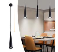 Mini Noir Suspension Réglable Moderne Led Suspension pour cuisine îlot Salle à manger Chambre Bar Cuisine Table à manger Lampes suspendues 7W, Blanc Chaud