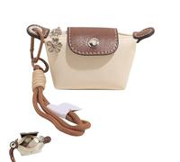 Mini Nylon Dumpling Coin Purse - Detachable Wrist Strap Cute Change for Women, Fits Cards Keys Coins (Beige)