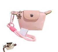 Mini Nylon Dumpling Coin Purse - Detachable Wrist Strap Cute Change for Women, Fits Cards Keys Coins (Light Pink)