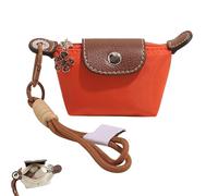 Mini Nylon Dumpling Coin Purse - Detachable Wrist Strap Cute Change for Women, Fits Cards Keys Coins (Orange)