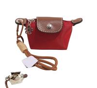 Mini Nylon Dumpling Coin Purse - Detachable Wrist Strap Cute Change for Women, Fits Cards Keys Coins (Red)