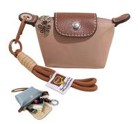 Mini Nylon Dumpling Coin Purse with Detachable Wrist Strap, Women’s Compact Change Purse for Coins, Cards, and Keys, Cute and Practical, Zipper Closure Wallet for Everyday Use (Khaki)