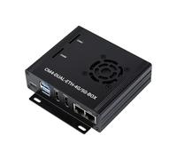 Mini ordinateur double Gigabit Ethernet 5G/4G compatible avec Raspberry Pi Compute Module 4 (non inclus) Boîtier en métal avec ventilateur de refroidissement
