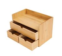 Mini organiseur de bureau en bambou d'origine, boîte de rangement pour bureau, maison, articles de toilette, 3 tiroirs